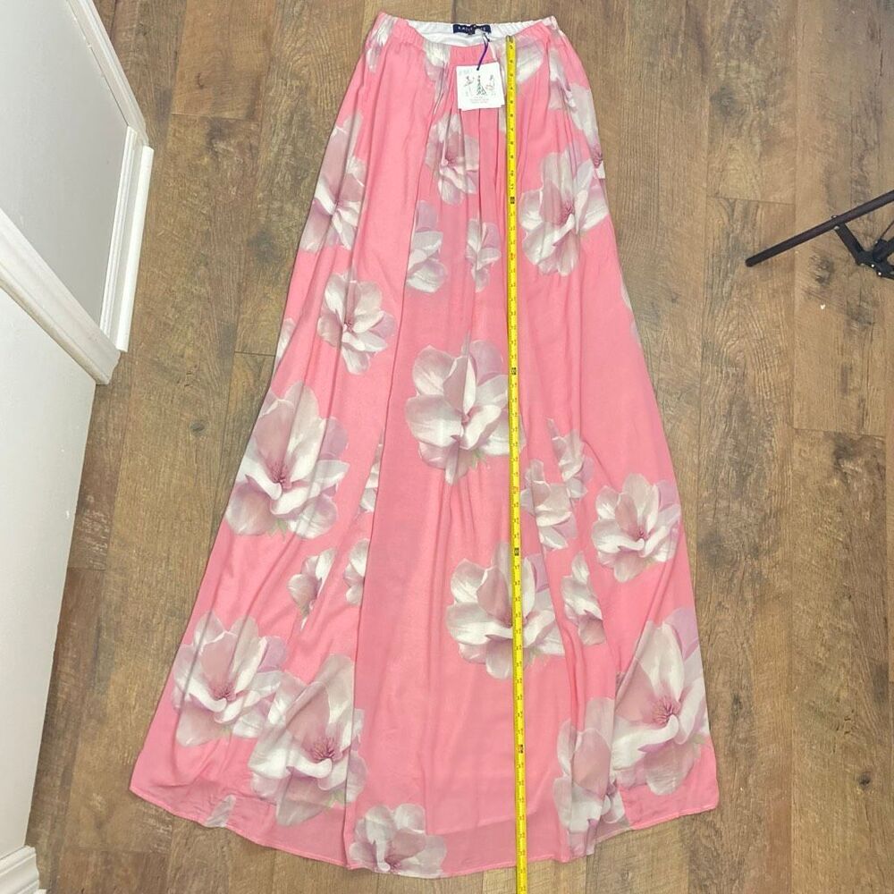 Katie Kime NWT Magnolia Sunset Pink White Floral Maxi Skirt Elastic Waist sz S - Picture 6 of 7
